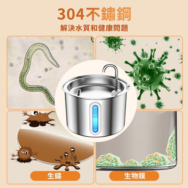 ONEISALL 304不鏽鋼 2公升寵物自動飲水機