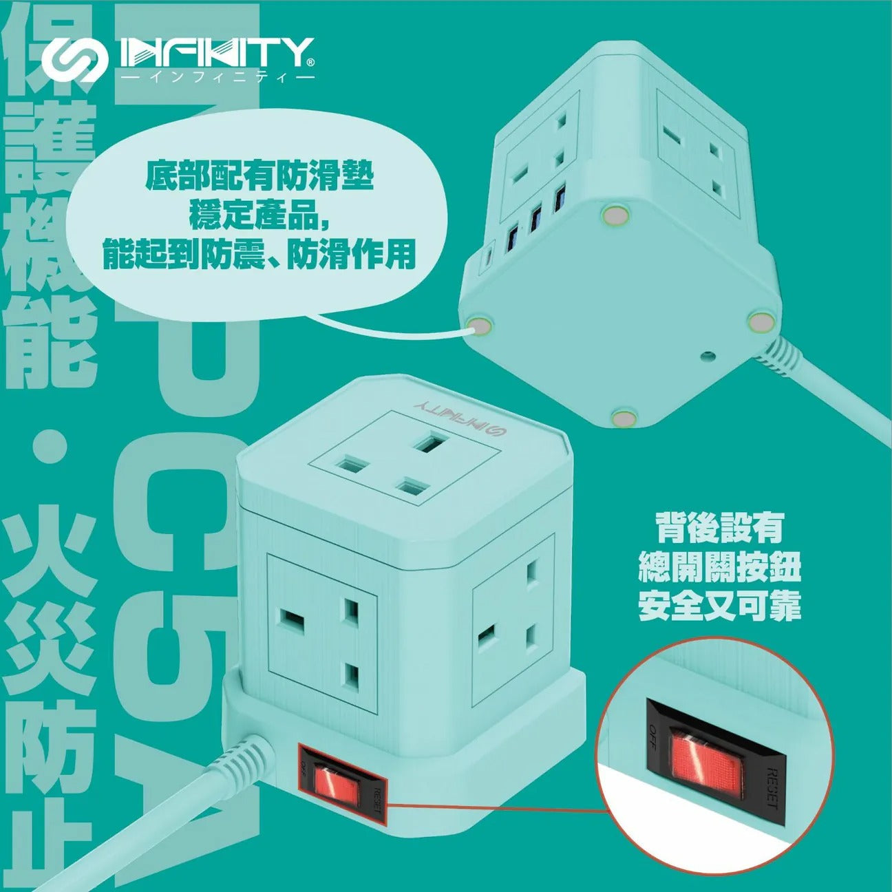 INFINITY PC5A：全港最強 PD20W 3A1C 5位直立插頭