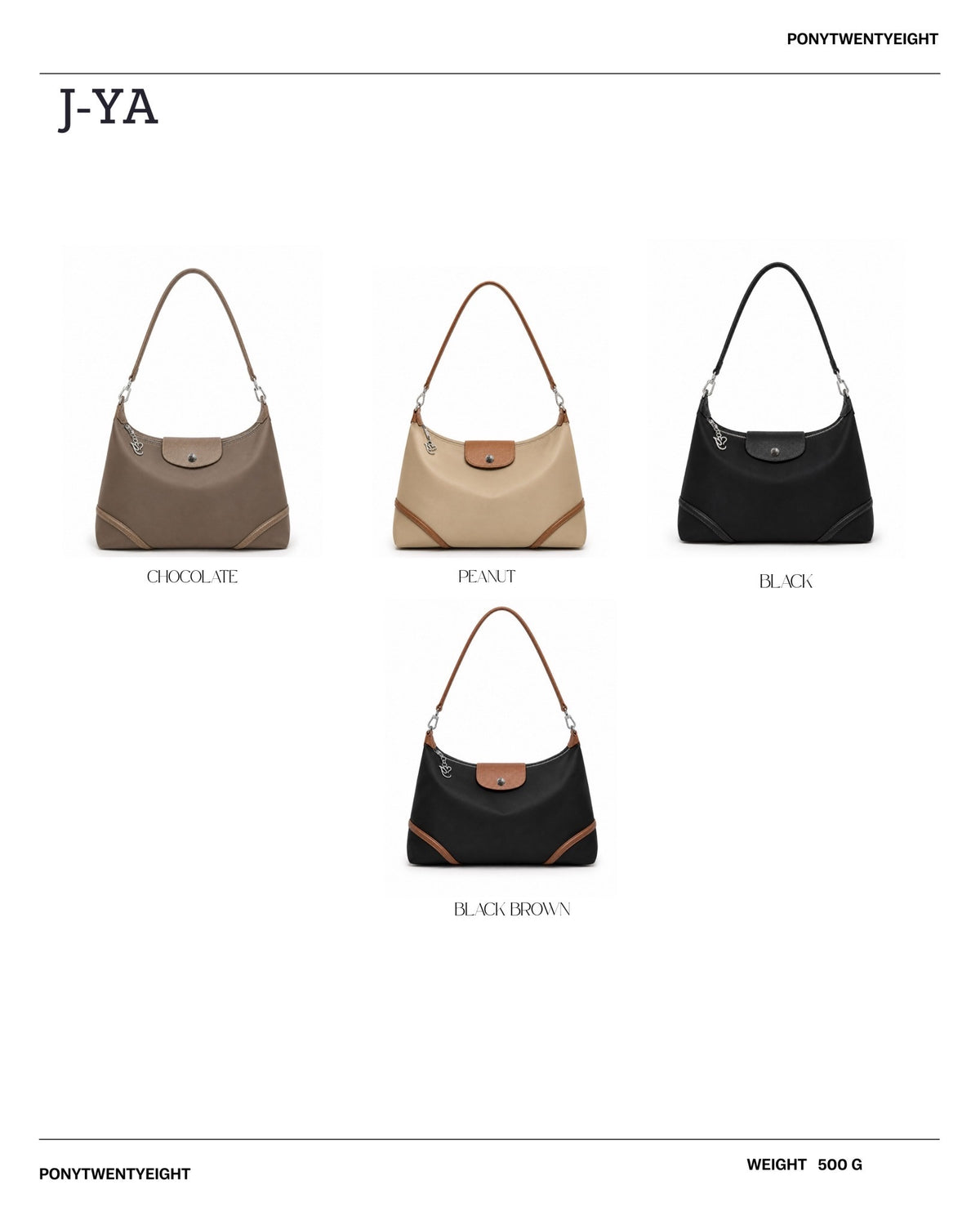 PONY TWENTY-EIGHT J-YA 肩背袋 Chocolate Peanut Black Black Brown 四色
