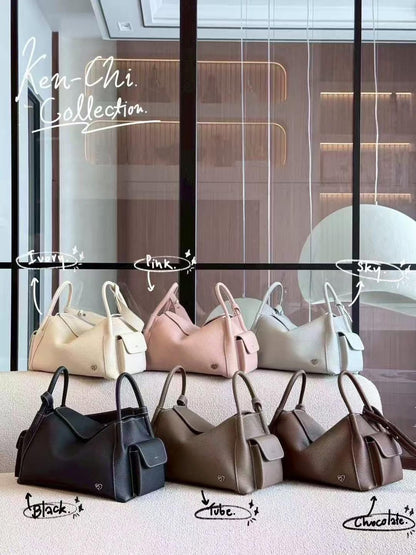 PONY TWENTY-EIGHT KEN-CHI Genuine Leather 真皮手袋 Ivory Pink Sky Black Tube Chocolate 六色