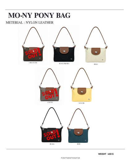PONY TWENTY-EIGHT MO-NY Nylon Leather 拼色肩背袋