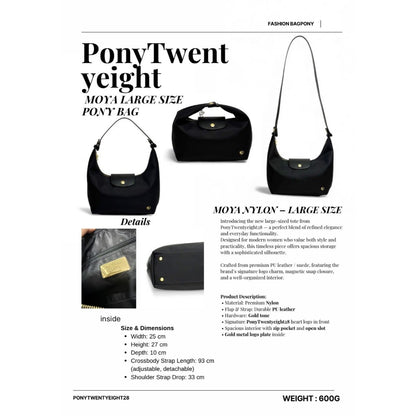 PONY TWENTY-EIGHT MO-YA Large Nylon 尺寸及袋內細節