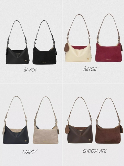 PONY TWENTY-EIGHT TO-YA 雙面拼接肩背袋 Black Beige Navy Chocolate