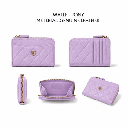 PONY TWENTY-EIGHT Wallet 真皮拉鏈卡片銀包 紫色