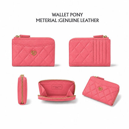 PONY TWENTY-EIGHT Wallet 真皮拉鏈卡片銀包 Rose Pink