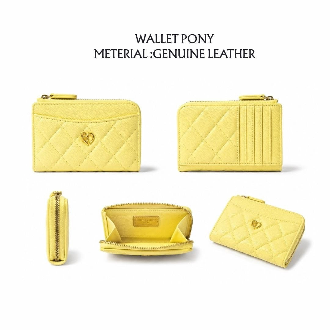 PONY TWENTY-EIGHT Wallet 真皮拉鏈卡片銀包 黃色