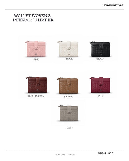 PONY TWENTY-EIGHT Wallet Woven 2 PU皮編織短銀包 顏色展示